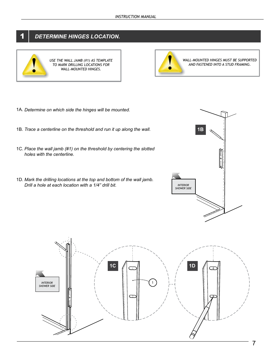 Determine hinges location, 1b 1c | Alumax M-90X User Manual | Page 7 / 13