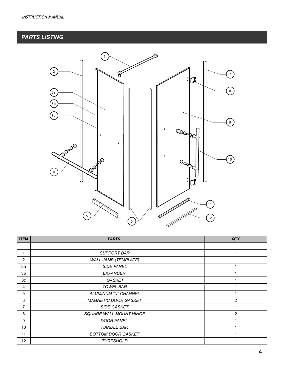 Parts listing | Alumax M-92X User Manual | Page 4 / 16