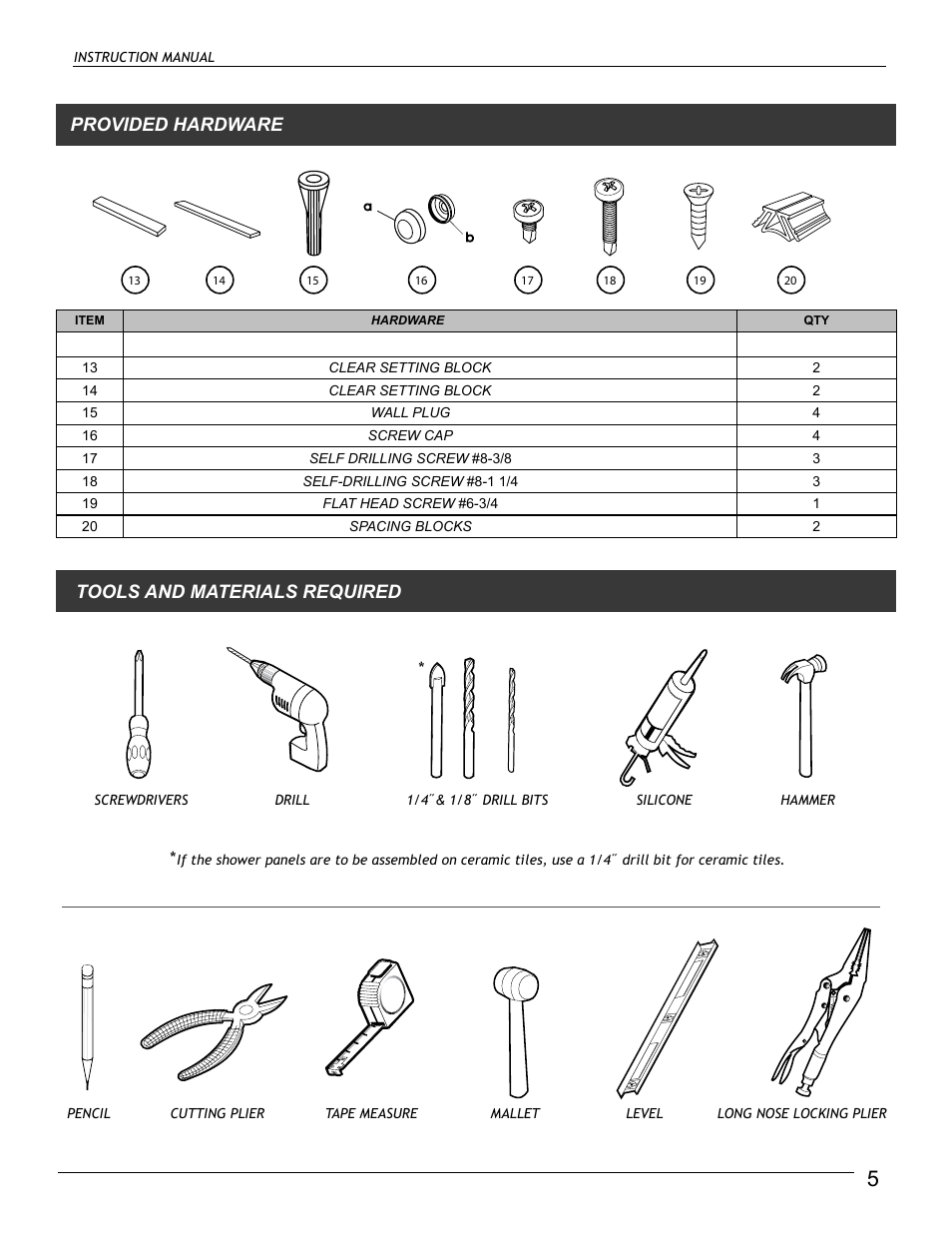 Tools and materials required provided hardware | Alumax M-92X User Manual | Page 5 / 16