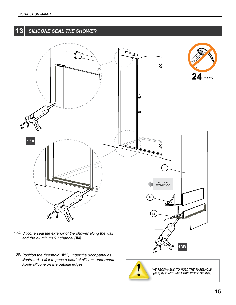 Silicone seal the shower | Alumax M-DP91X User Manual | Page 16 / 16