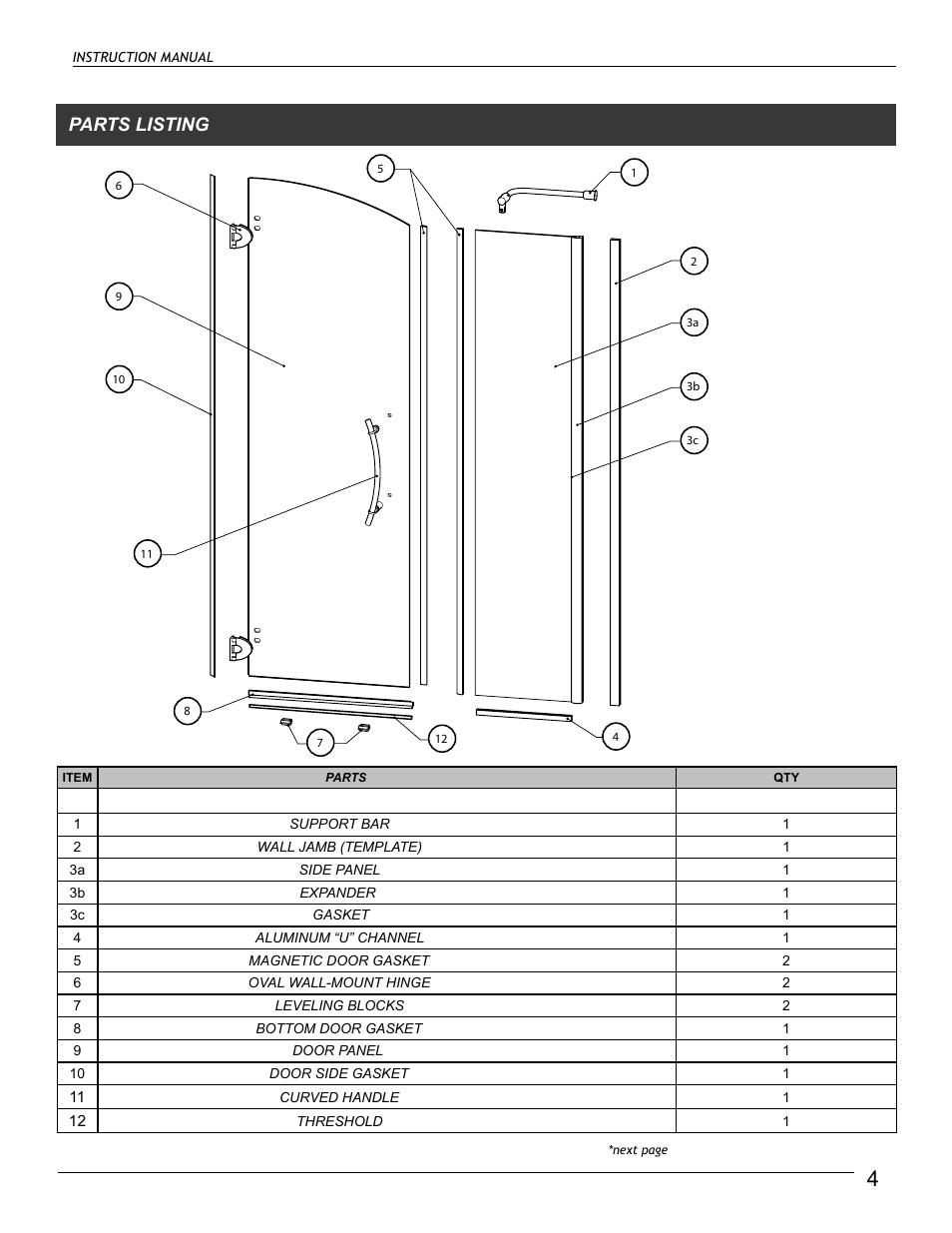 Parts listing | Alumax M-DP91X User Manual | Page 4 / 16