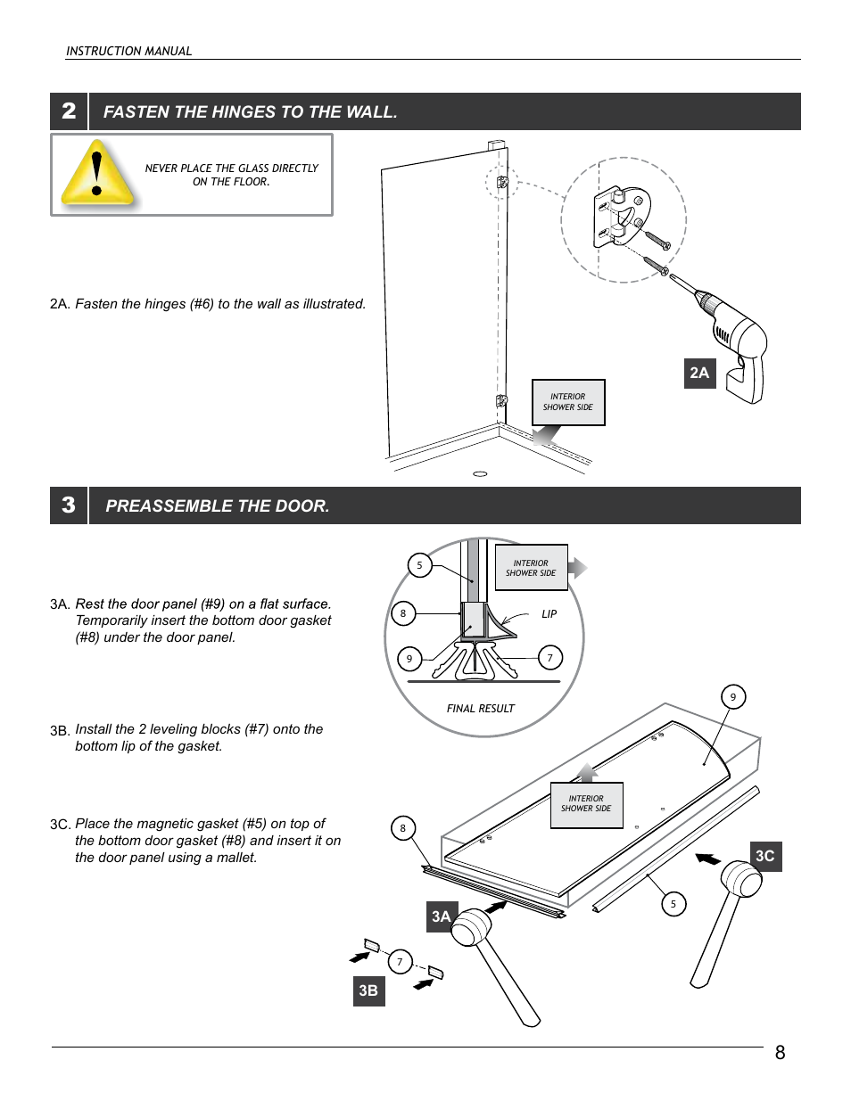 Fasten the hinges to the wall, Preassemble the door | Alumax M-DP91X User Manual | Page 8 / 16