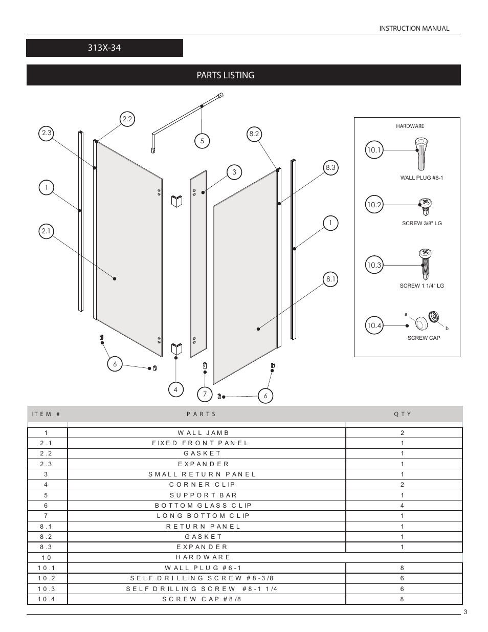 Parts listing | Alumax L-313 User Manual | Page 6 / 17