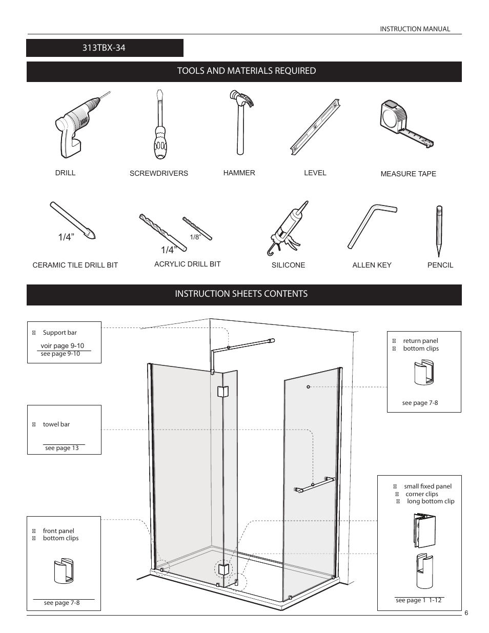 Tools and materials required, Instruction sheets contents | Alumax L-313 User Manual | Page 9 / 17