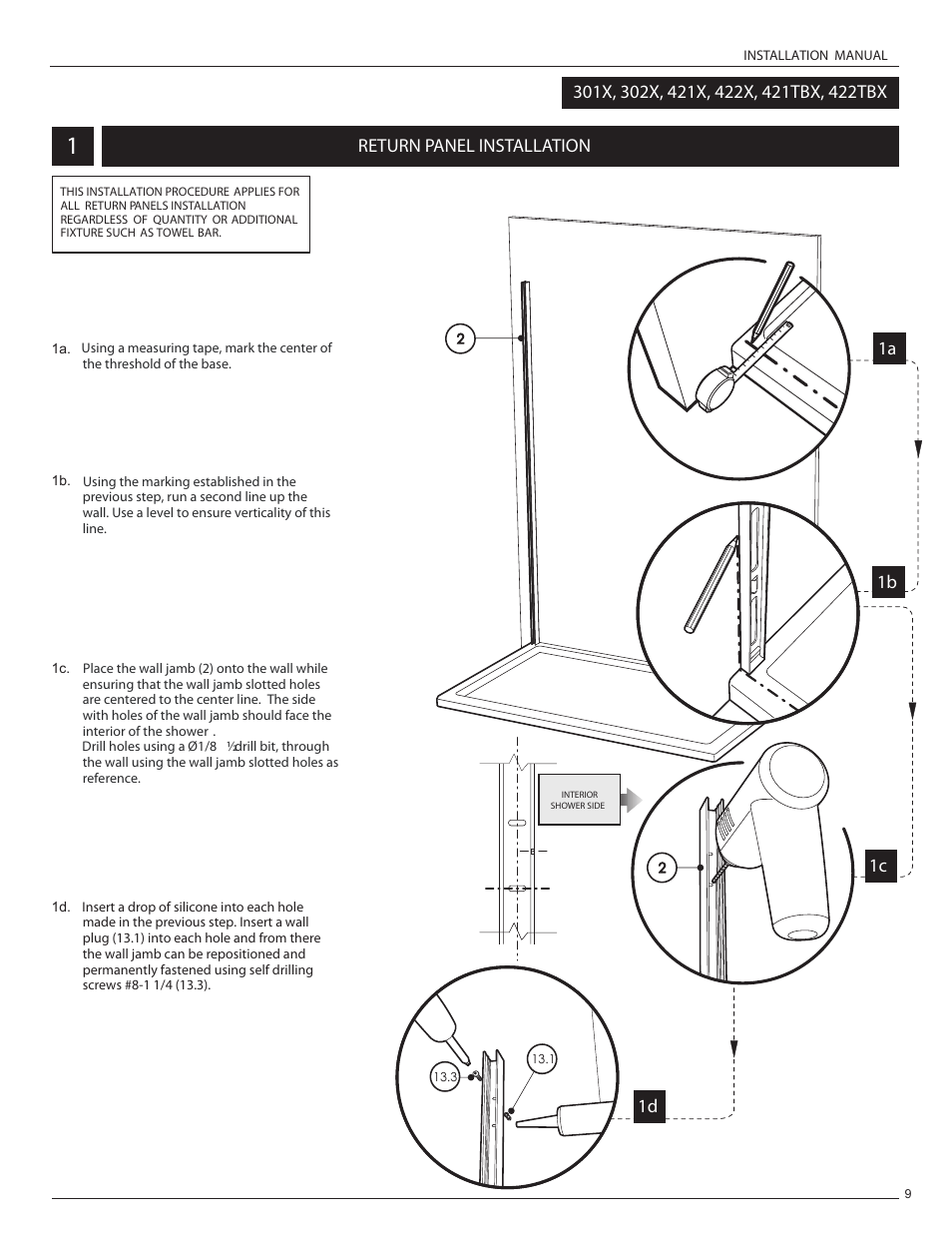 Return panel installation, 1a 1b | Alumax L-422 User Manual | Page 12 / 21