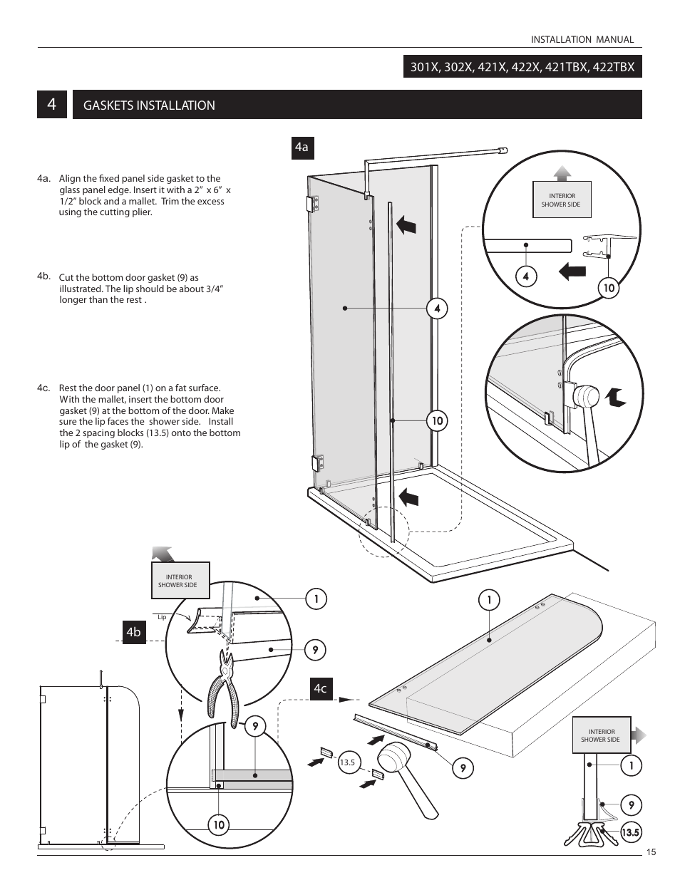 Gaskets installation, 4b 4c | Alumax L-422 User Manual | Page 18 / 21