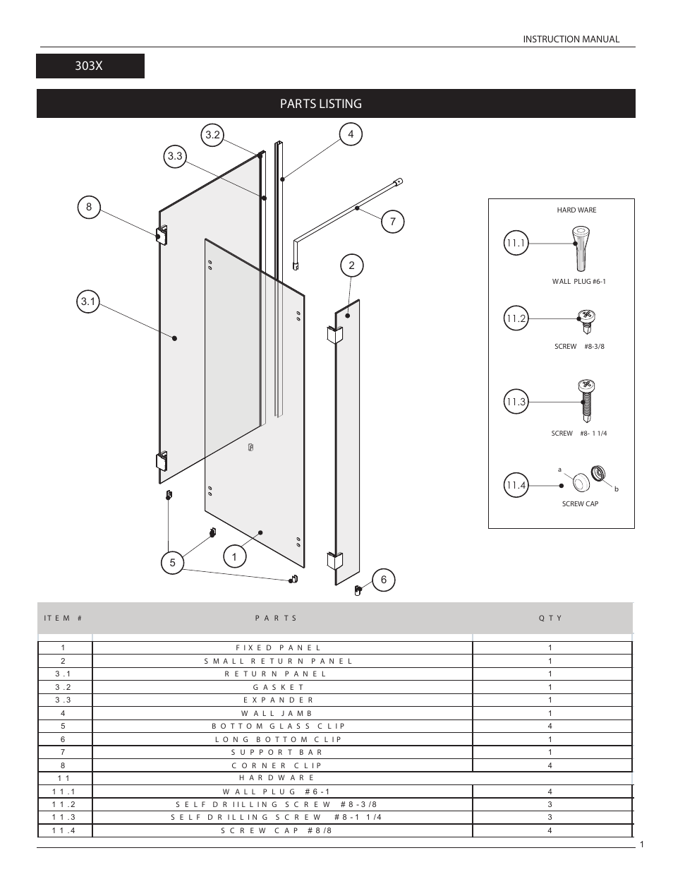 Parts listing, 303x | Alumax L-423 User Manual | Page 4 / 19