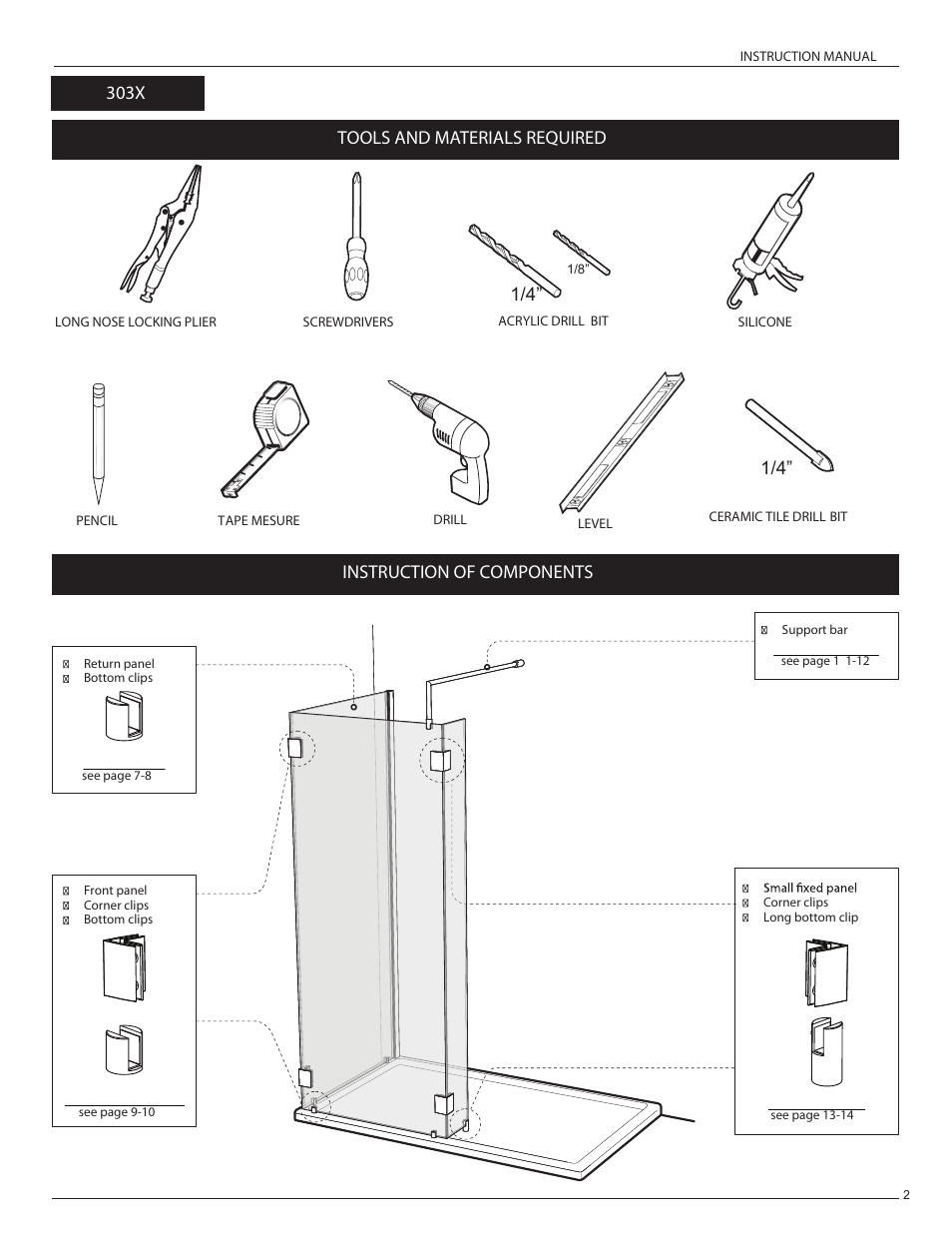 Tools and materials required, Instruction of components, 303x | Alumax L-423 User Manual | Page 5 / 19