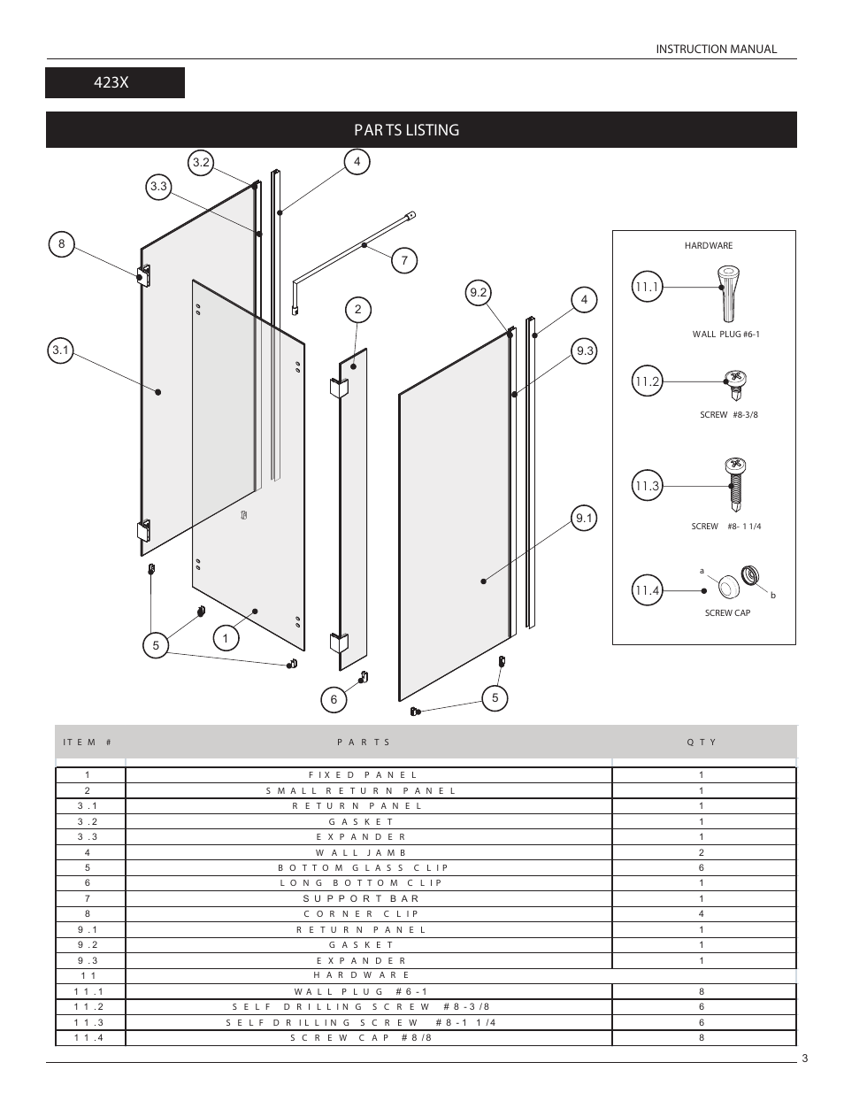 Par ts listing, 423x | Alumax L-423 User Manual | Page 6 / 19