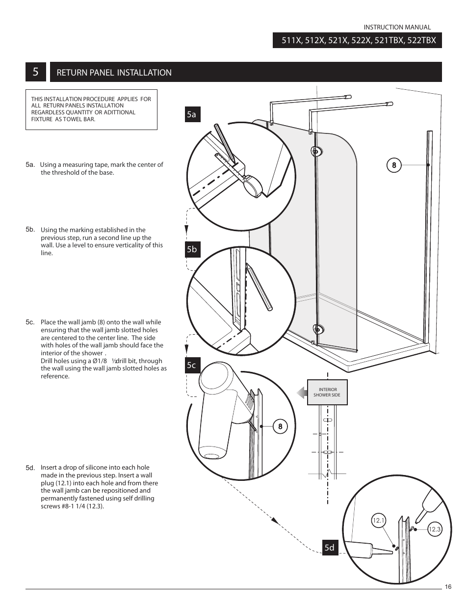 Return panel installation 5d, 5a 5b 5c | Alumax L-522 User Manual | Page 19 / 22