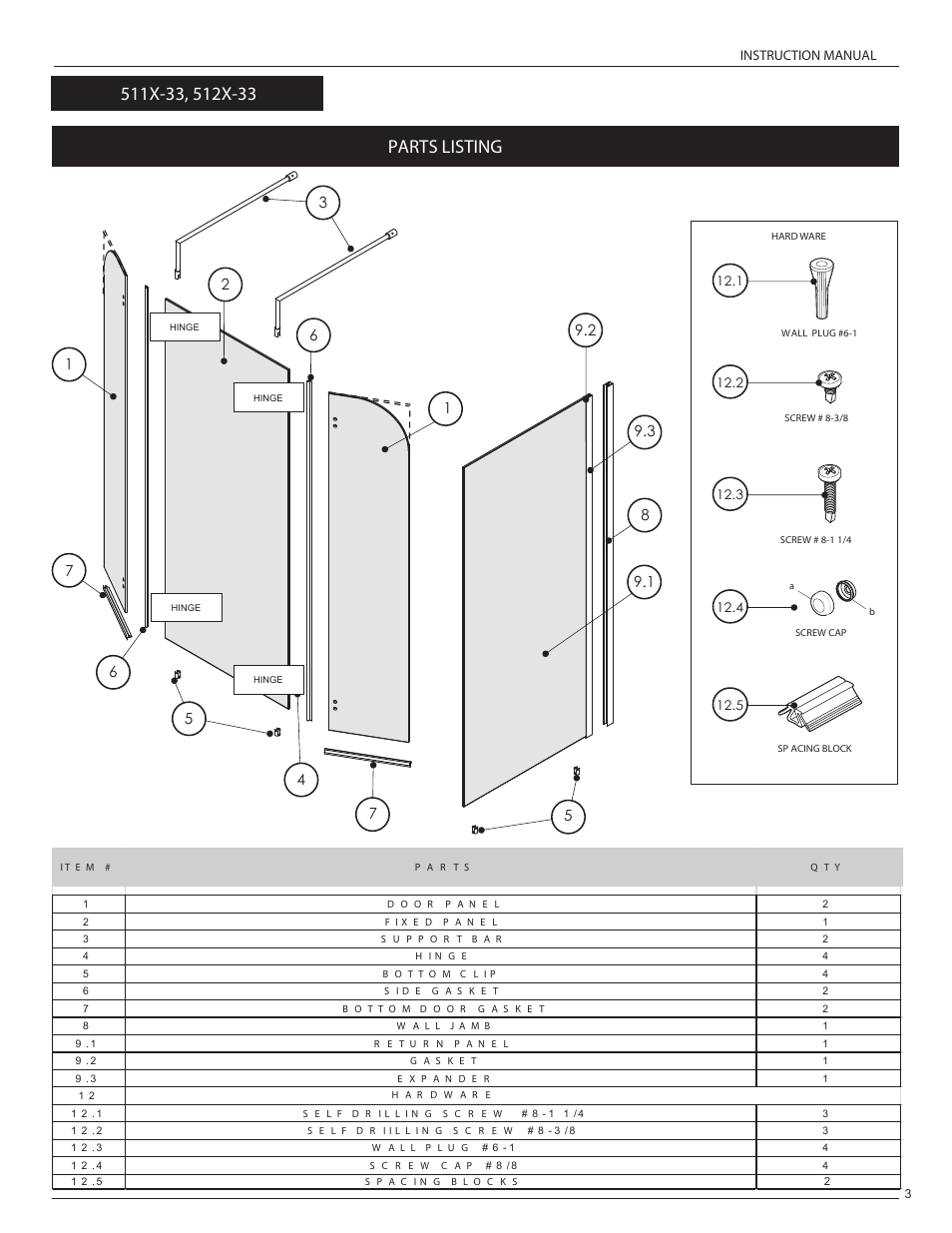 Parts listing | Alumax L-522 User Manual | Page 6 / 22