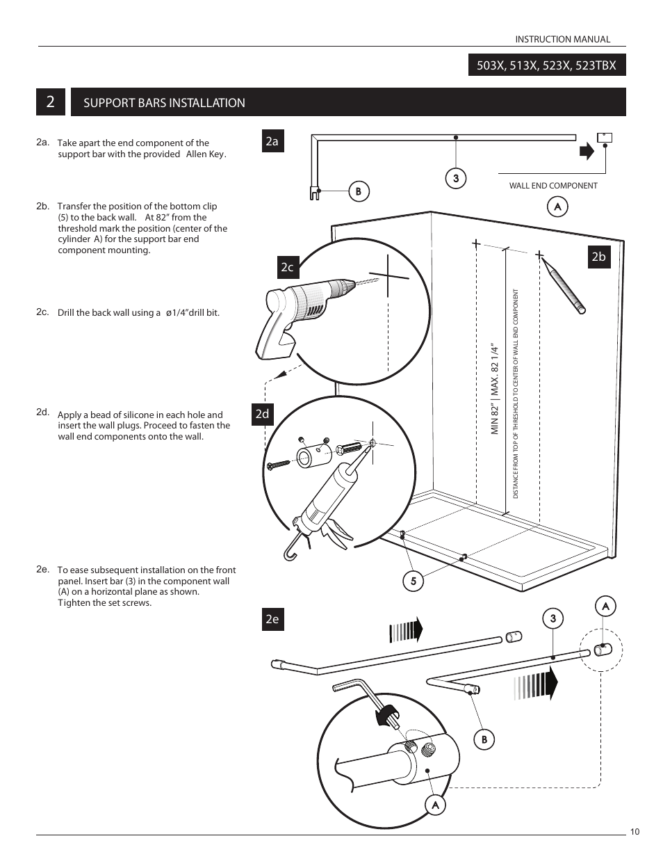 Support bars installation 2a, 2c 2e 2d | Alumax L-523 User Manual | Page 13 / 19