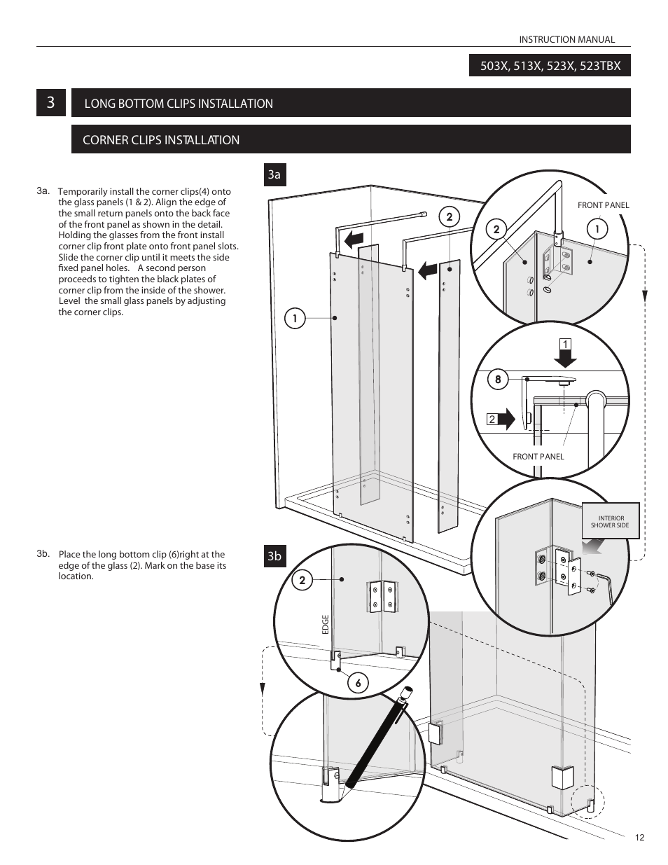 Long bottom clips installation 3a, Corner clips installation | Alumax L-523 User Manual | Page 15 / 19