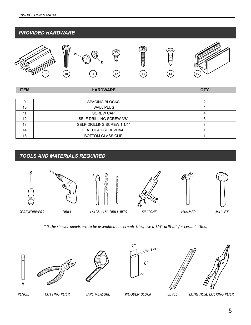 Tools and materials required provided hardware | Alumax L-SSSX24 User Manual | Page 5 / 11