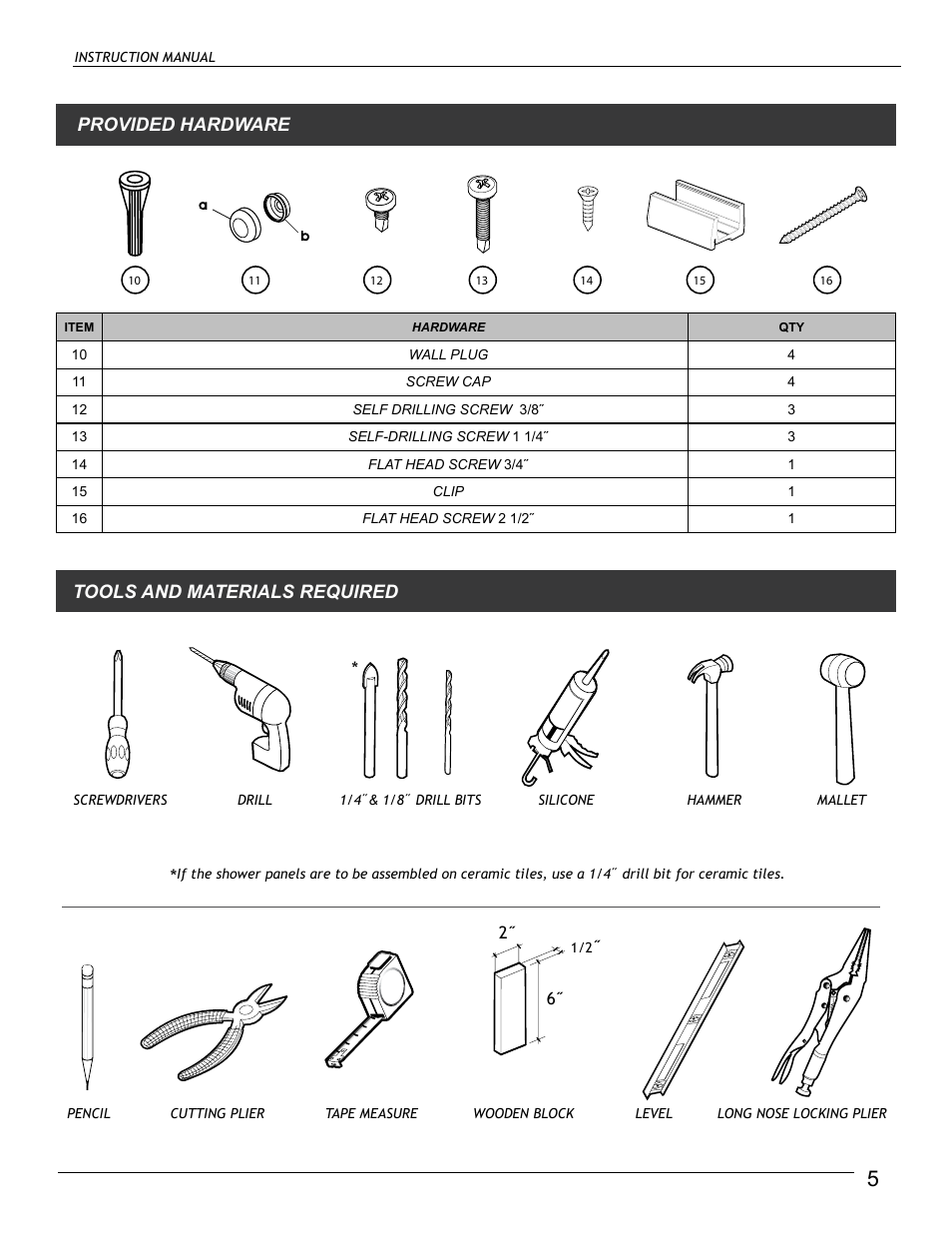Tools and materials required provided hardware | Alumax L-STSX24 User Manual | Page 5 / 12