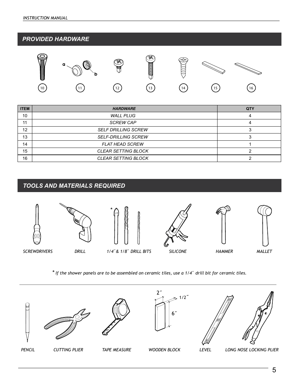 Tools and materials required provided hardware | Alumax L-RTSZ24 User Manual | Page 5 / 12