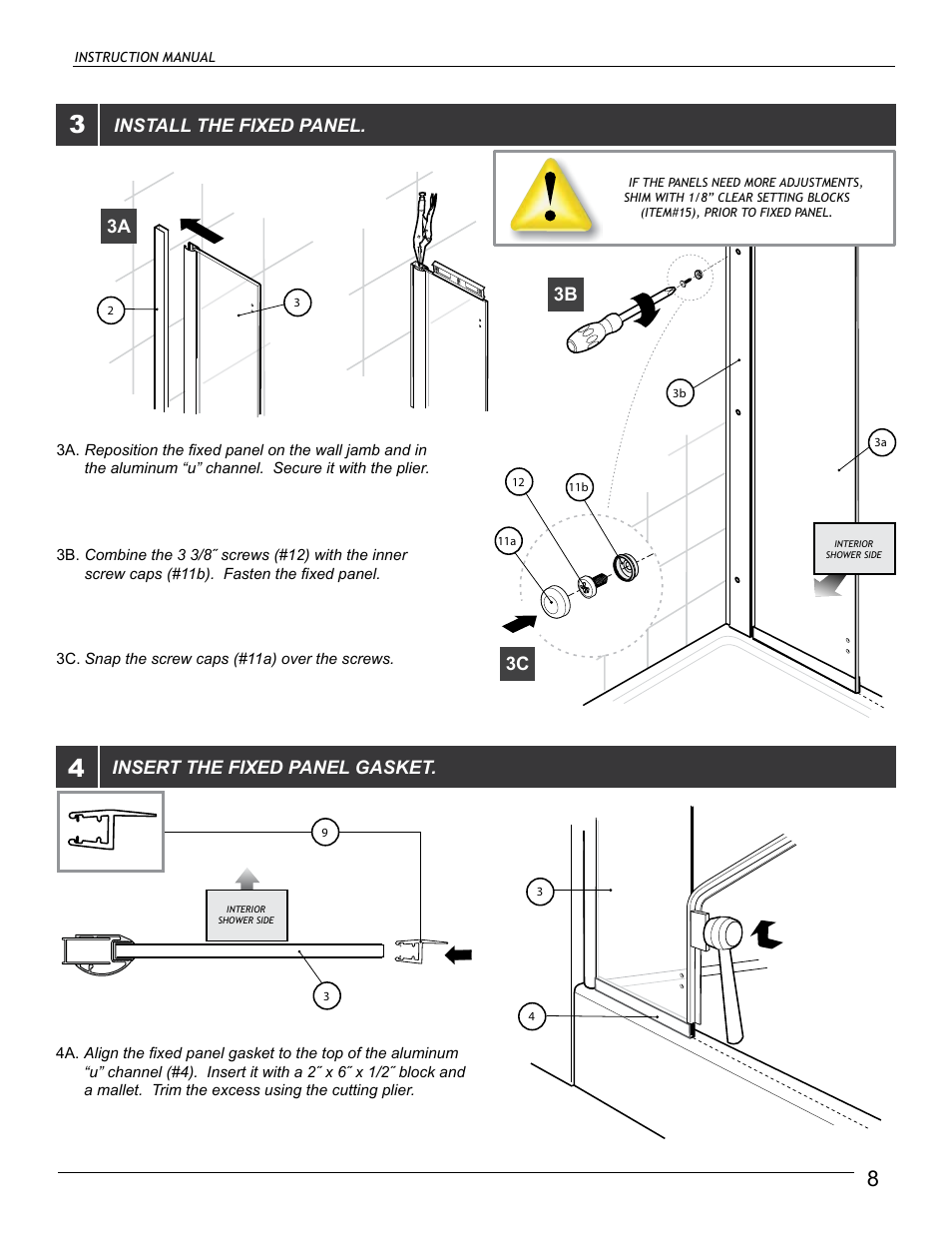 Install the fixed panel, Insert the fixed panel gasket | Alumax L-RTSZ24 User Manual | Page 8 / 12
