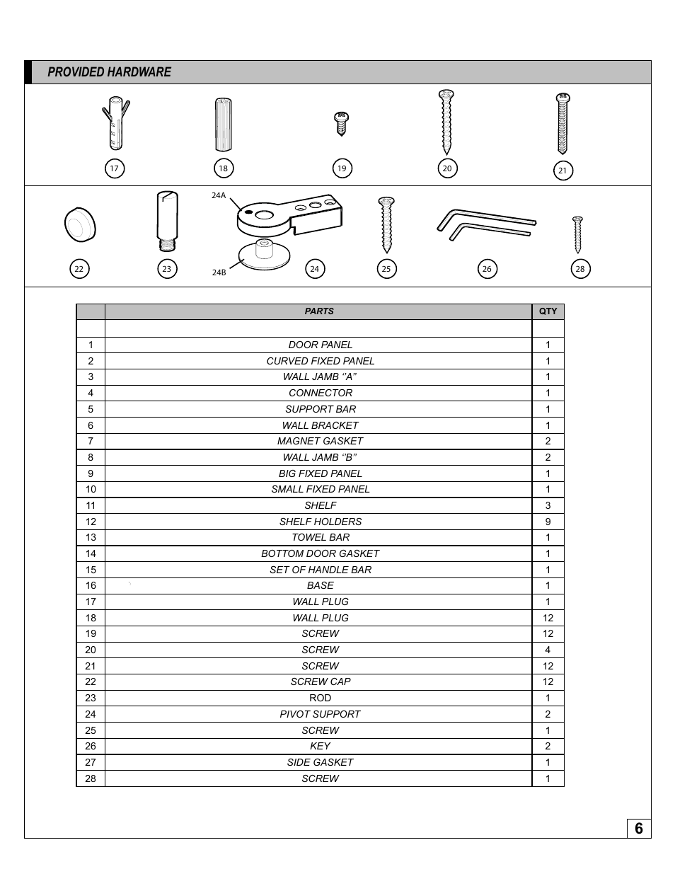 Provided hardware | Alumax K-HSZ User Manual | Page 6 / 16