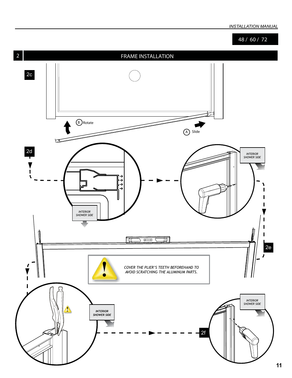 Frame installation 2 11, 2f 2d 2c | Alumax K-K93Z User Manual | Page 11 / 19