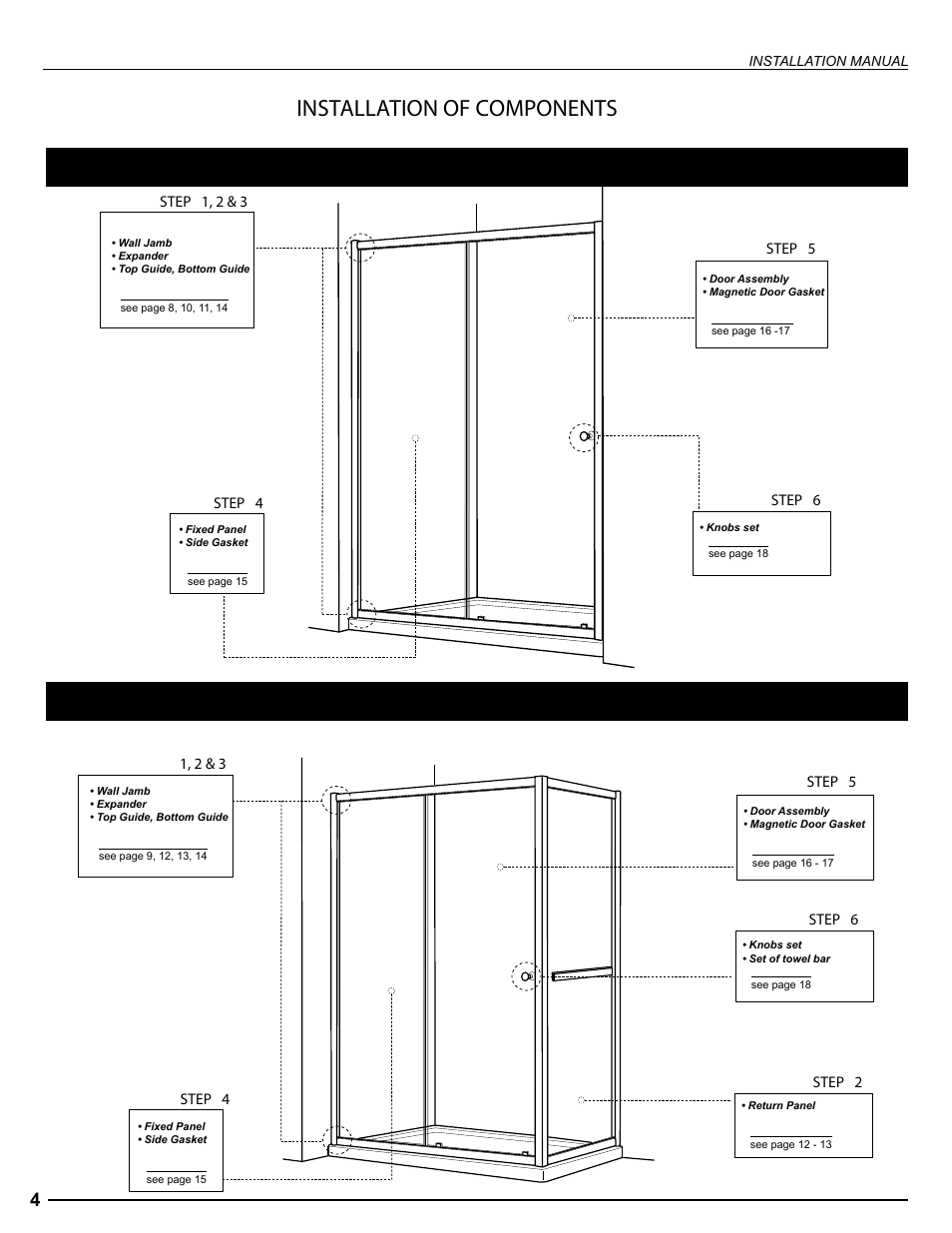 Installation of components, Step 1, 2 & 3, Step 4 | Step 5, Step 6, Step 2 | Alumax K-K93Z User Manual | Page 4 / 19