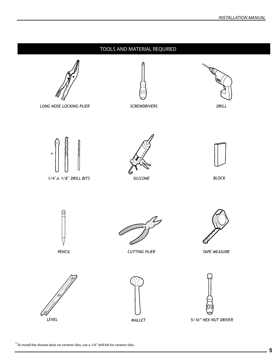 Tools and material required | Alumax K-K93Z User Manual | Page 5 / 19