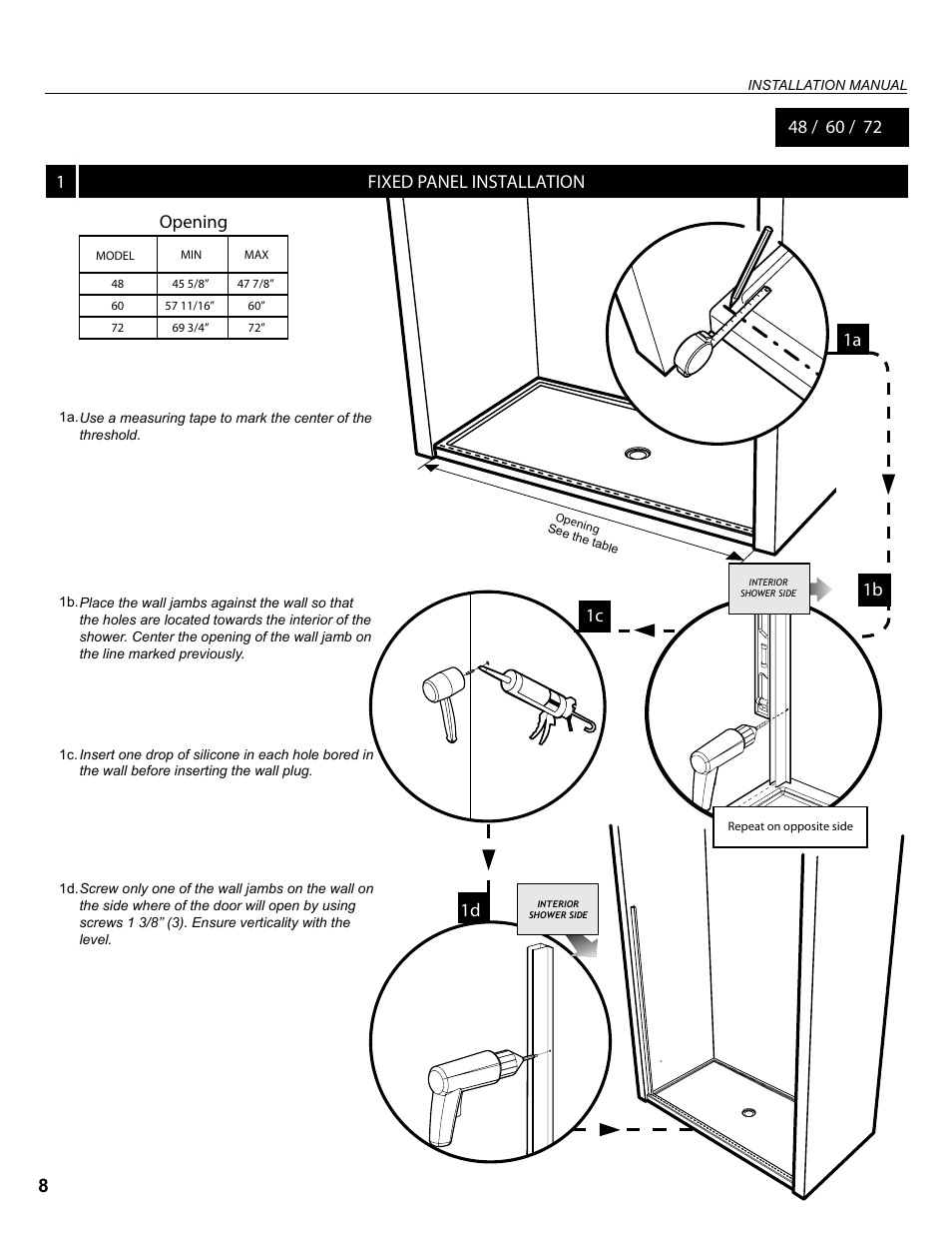 18 fixed panel installation, Opening | Alumax K-K93Z User Manual | Page 8 / 19