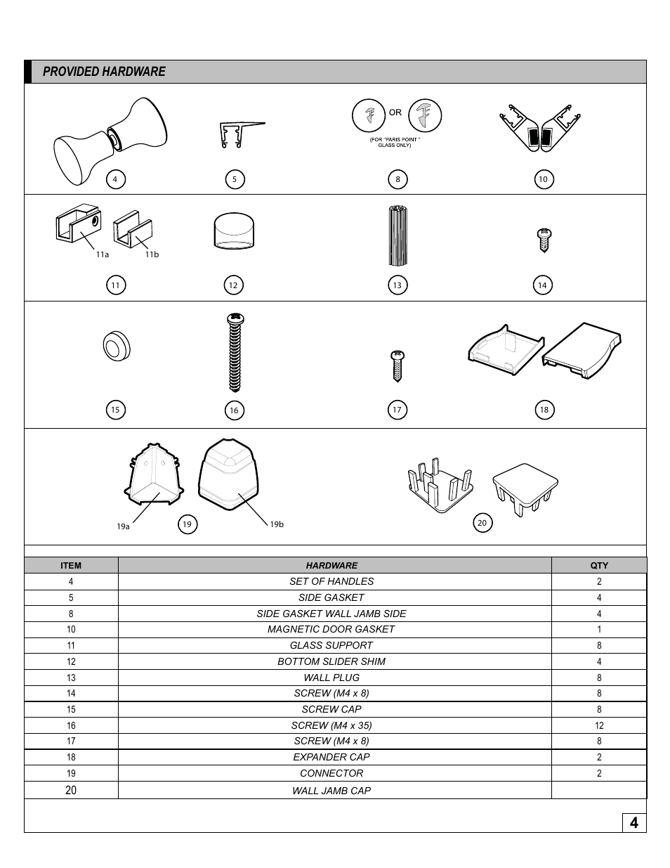 Provided hardware | Alumax K-KC4Z User Manual | Page 4 / 15