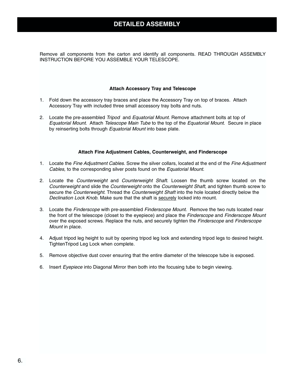 Detailed assembly | Bushnell 78-9500 User Manual | Page 6 / 12