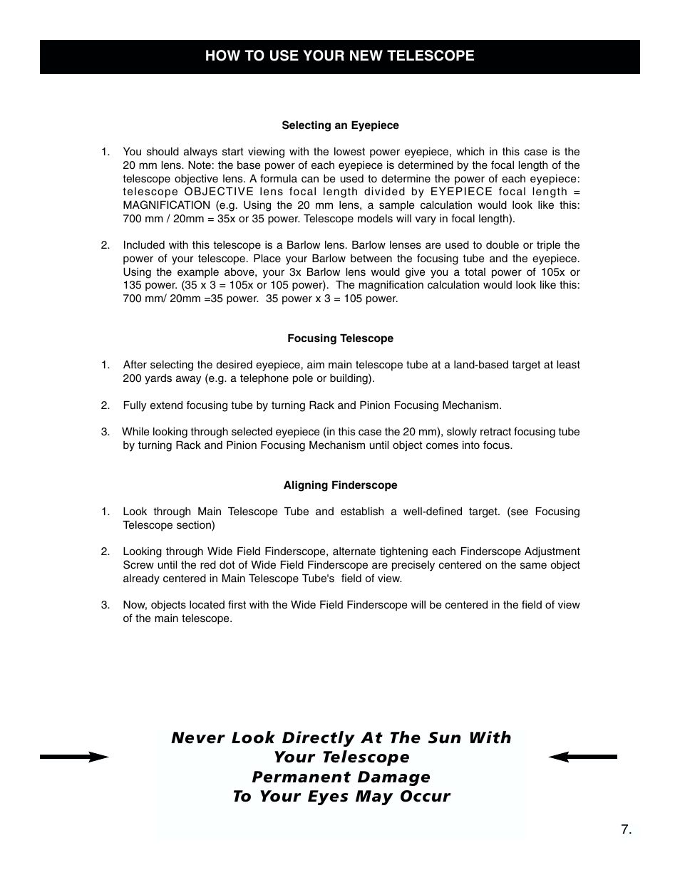 How to use your new telescope | Bushnell 78-9500 User Manual | Page 7 / 12