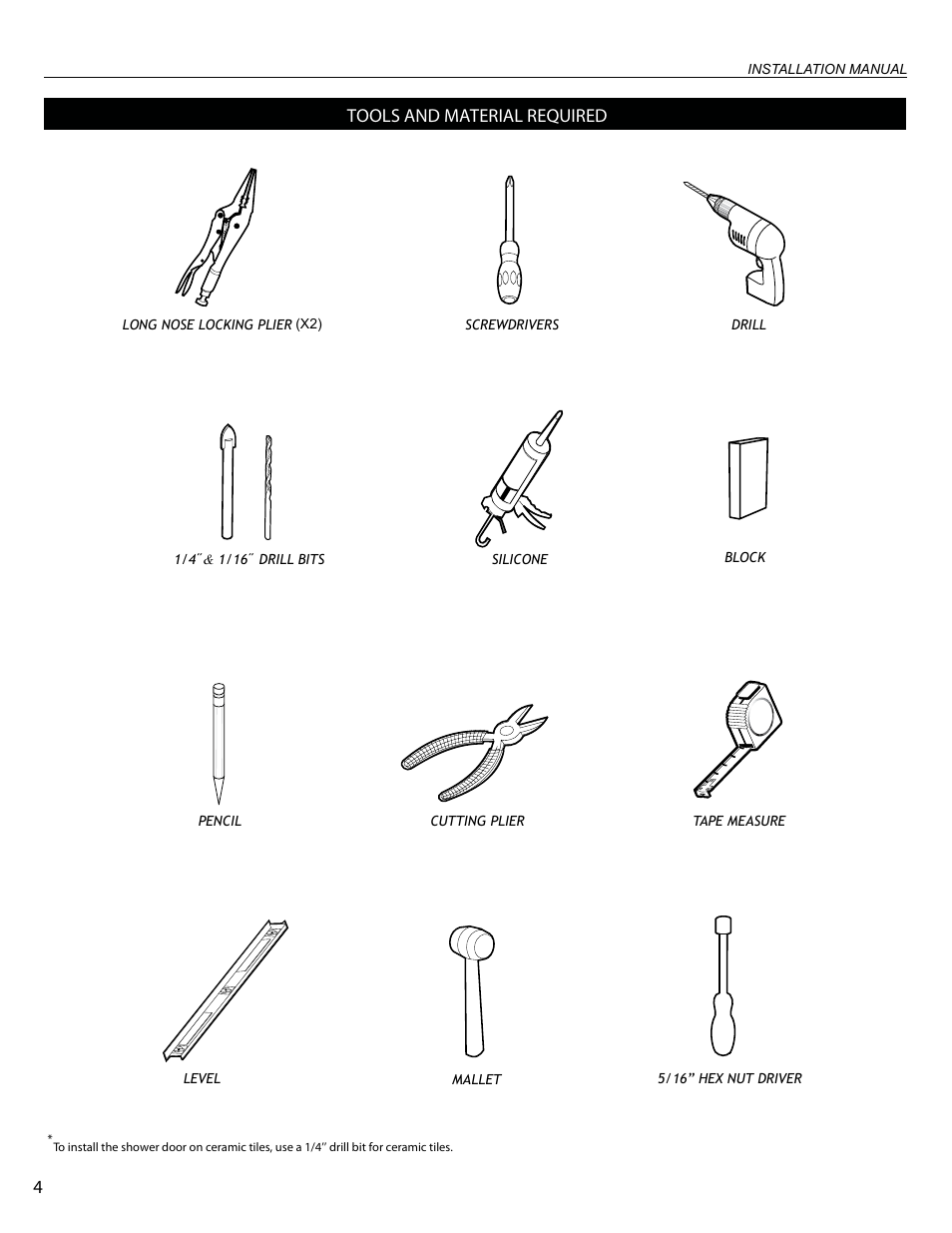 Tools and material required | Alumax K-NA2Z-36 User Manual | Page 4 / 15