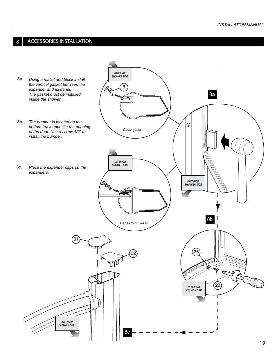 Accessories installation 19, 8b 8c | Alumax K-NC91Z User Manual | Page 19 / 21