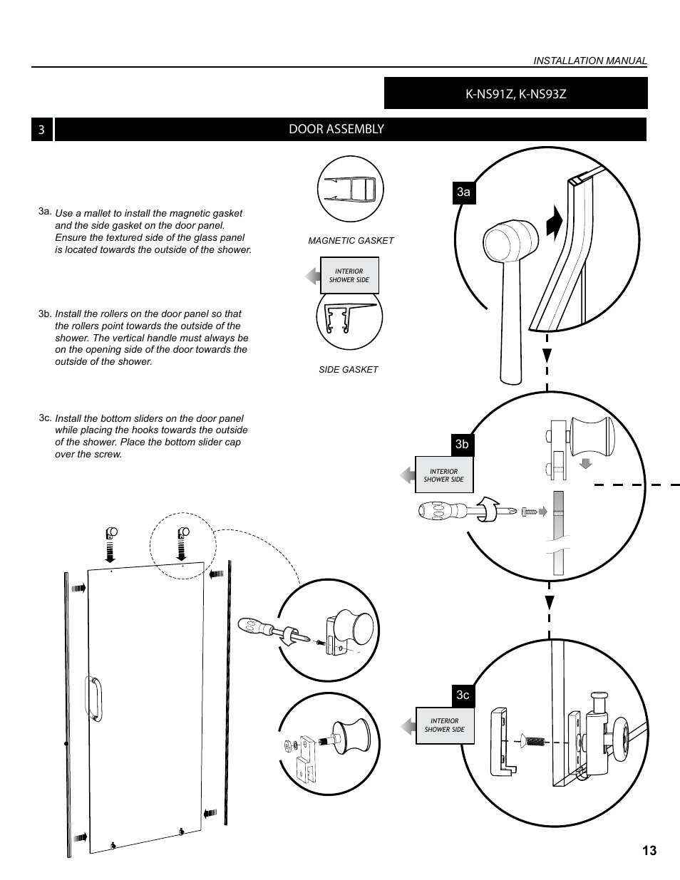 Door assembly 3 13, K-ns91z, k-ns93z | Alumax K-NS93Z User Manual | Page 13 / 23