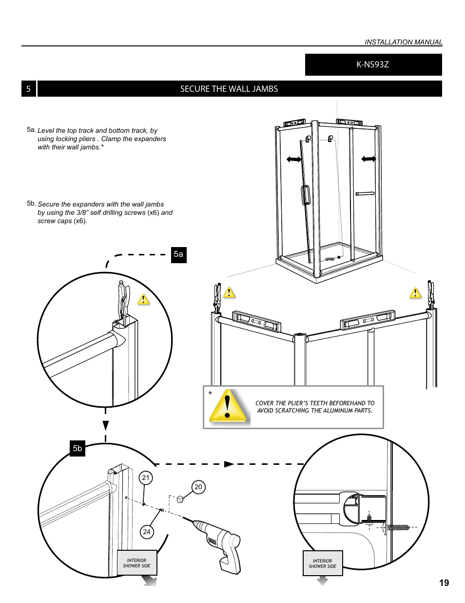 Secure the wall jambs 5 19, K-ns93z | Alumax K-NS93Z User Manual | Page 19 / 23