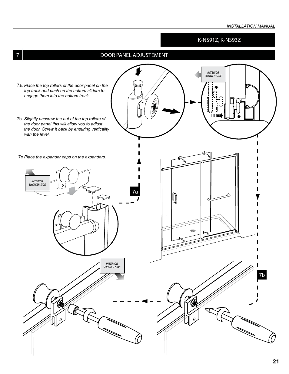 721 door panel adjustement, K-ns91z, k-ns93z | Alumax K-NS93Z User Manual | Page 21 / 23