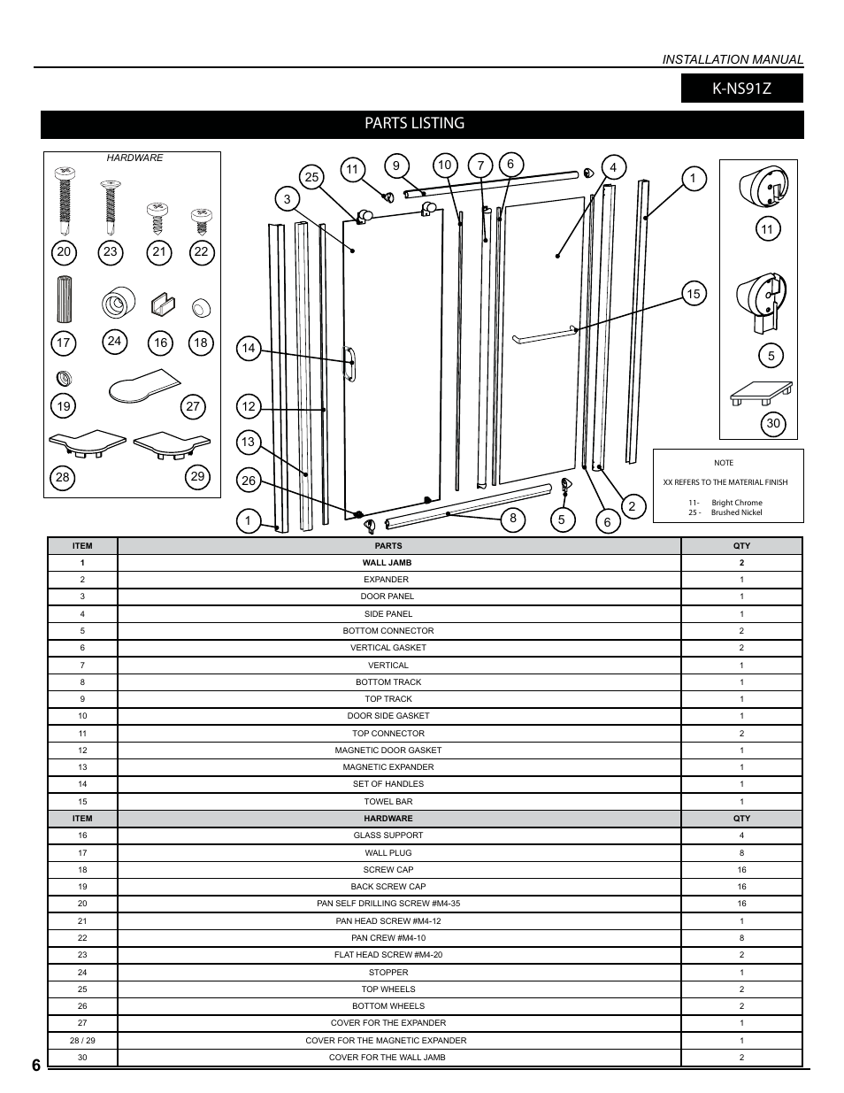 Parts listing frm2-448, K-ns91z | Alumax K-NS93Z User Manual | Page 6 / 23