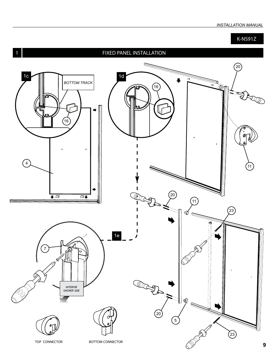 K-ns91z, 1fixed panel installation | Alumax K-NS93Z User Manual | Page 9 / 23