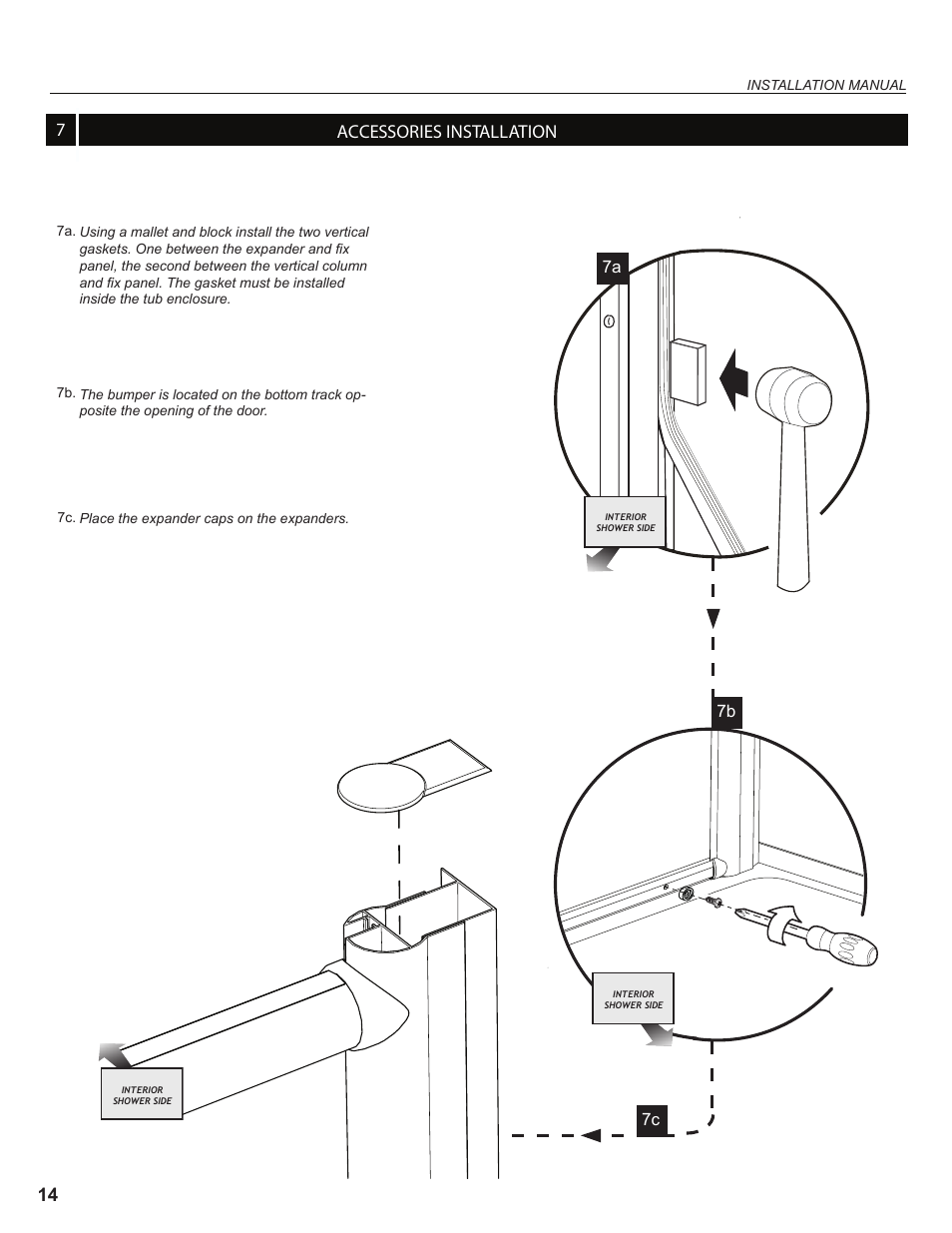 714 accessories installation, 7b 7a 7c | Alumax K-NS91Z User Manual | Page 14 / 38