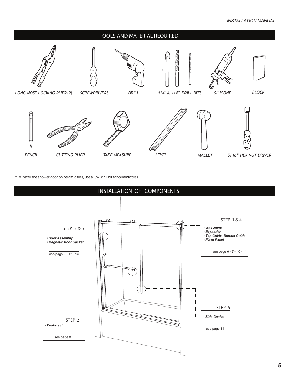 5tools and material required, Installation of components | Alumax K-NS91Z User Manual | Page 5 / 38