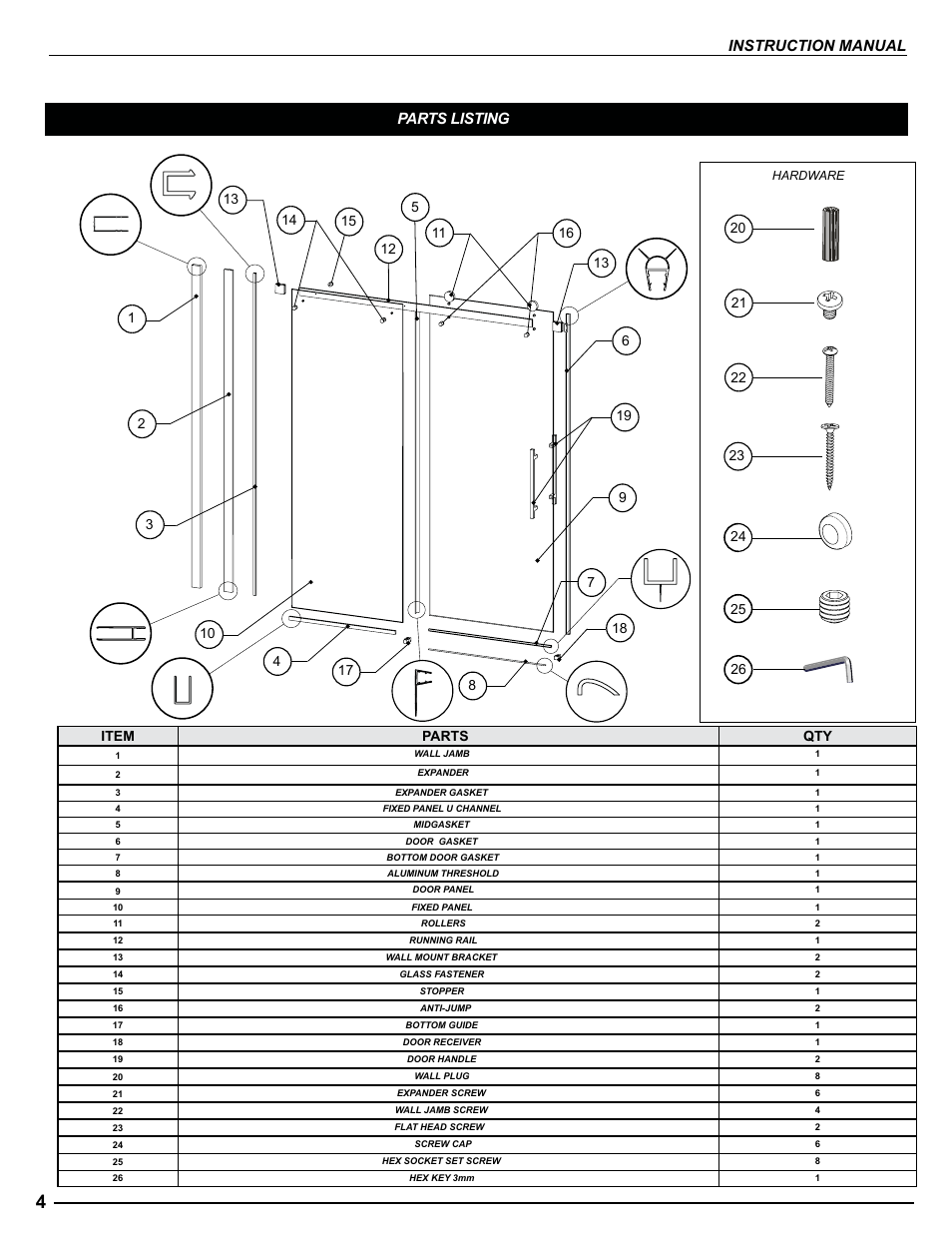 Instruction manual parts listing | Alumax W1 User Manual | Page 4 / 19