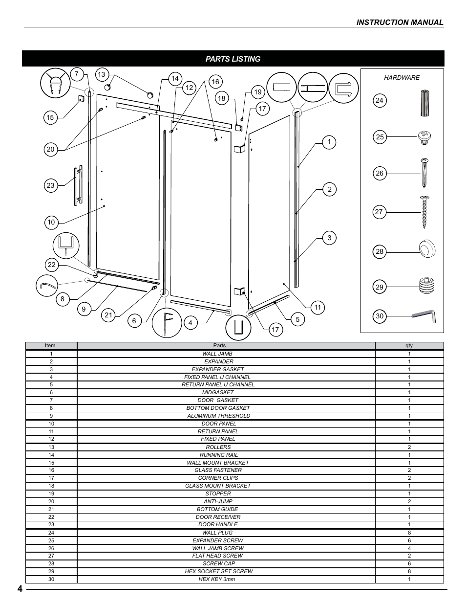 Instruction manual parts listing | Alumax W2 CW User Manual | Page 4 / 22