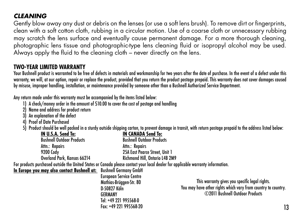 Bushnell TOURV2 201929 User Manual | Page 13 / 96