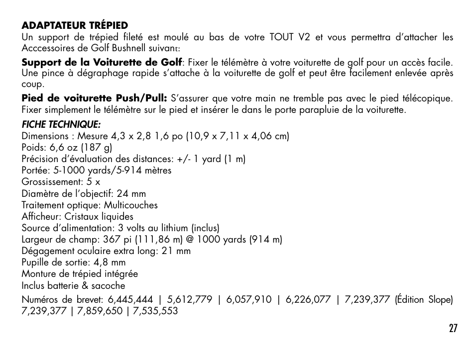 Bushnell TOURV2 201929 User Manual | Page 27 / 96