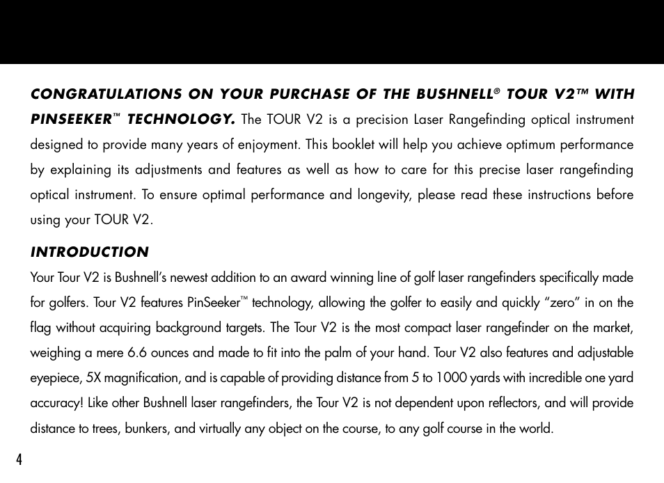 Bushnell TOURV2 201929 User Manual | Page 4 / 96