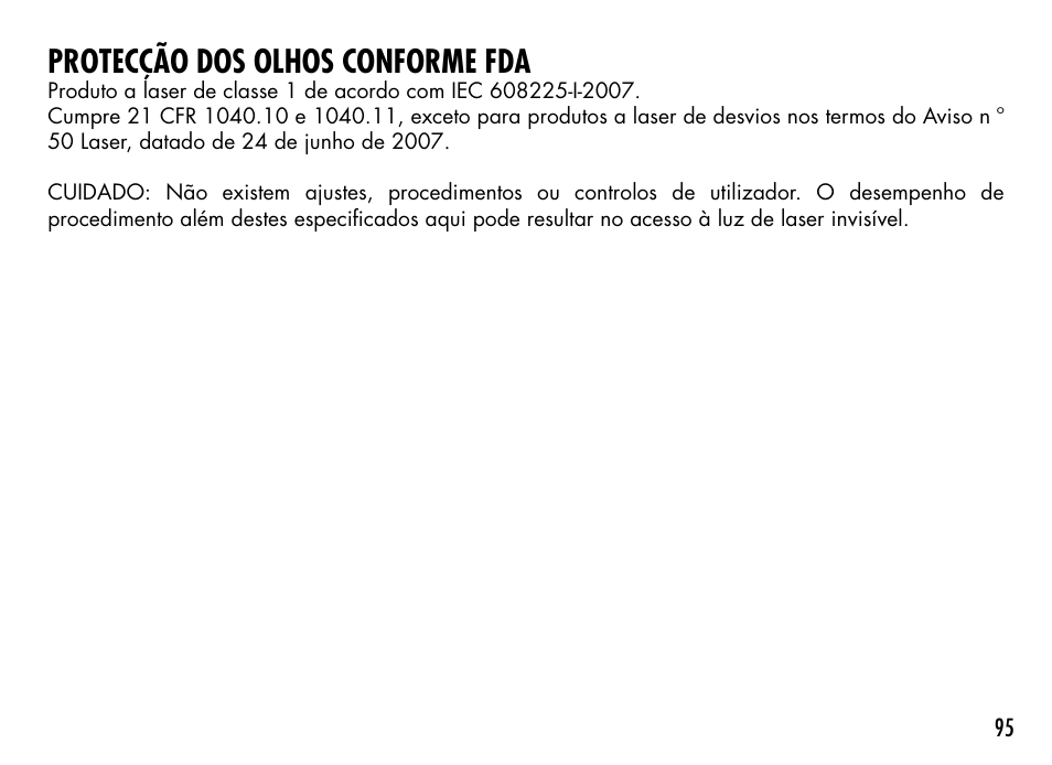 Protecção dos olhos conforme fda | Bushnell TOURV2 201929 User Manual | Page 95 / 96