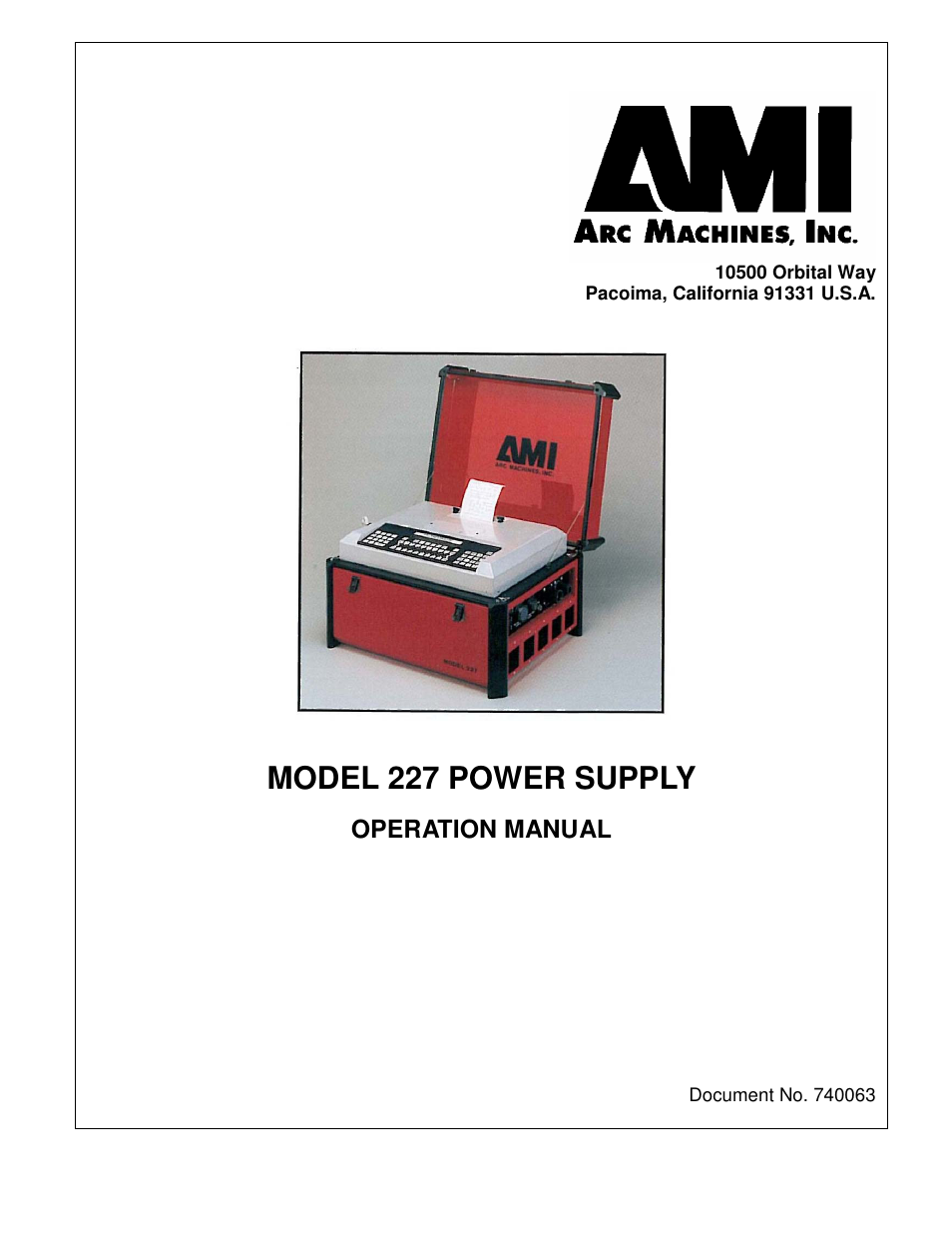 Arc Machines 227 User Manual | 86 pages