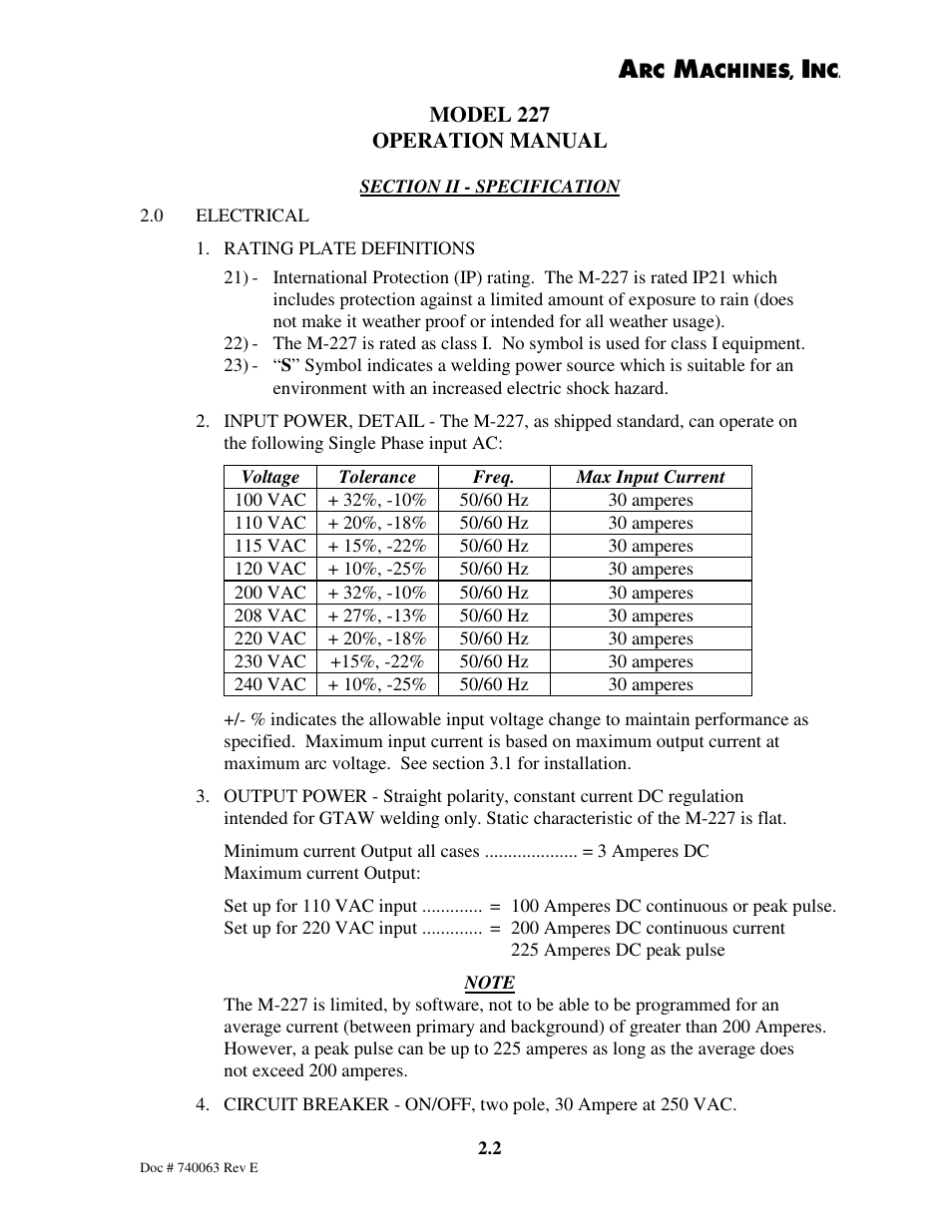 Model 227 operation manual | Arc Machines 227 User Manual | Page 16 / 86