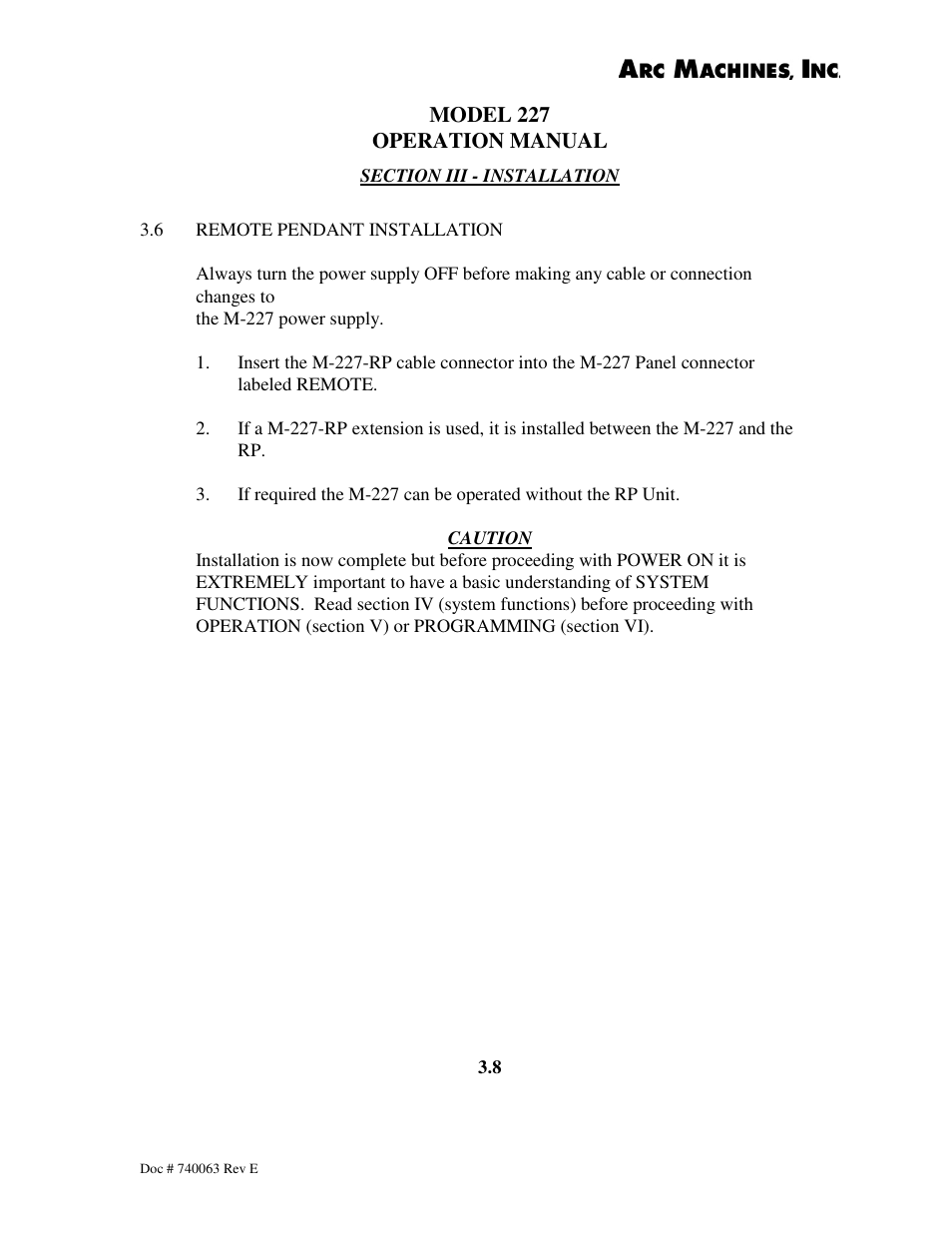 Arc Machines 227 User Manual | Page 26 / 86