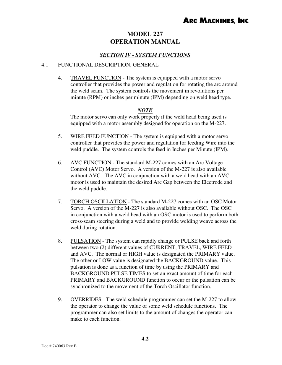 Arc Machines 227 User Manual | Page 28 / 86