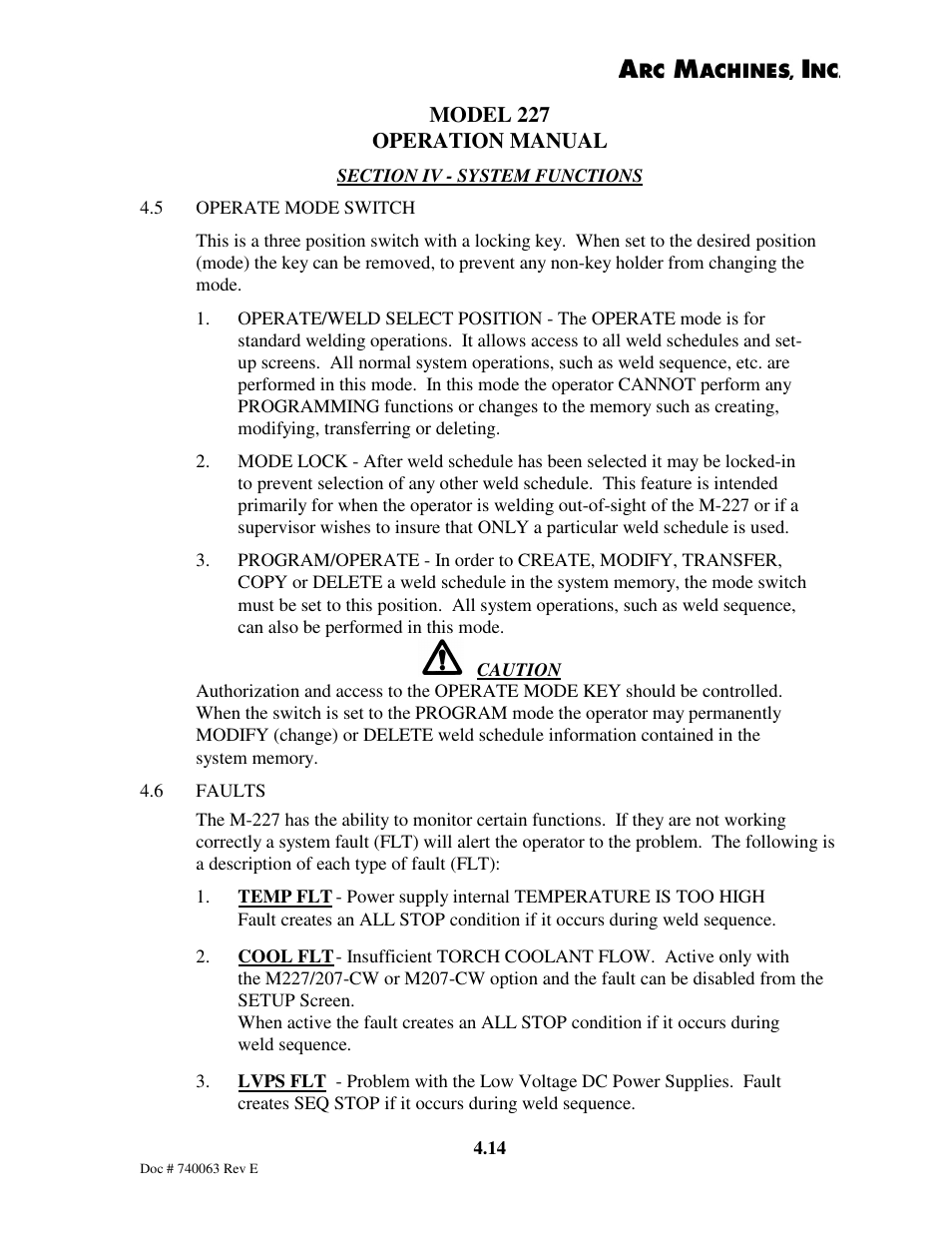 Model 227 operation manual | Arc Machines 227 User Manual | Page 40 / 86