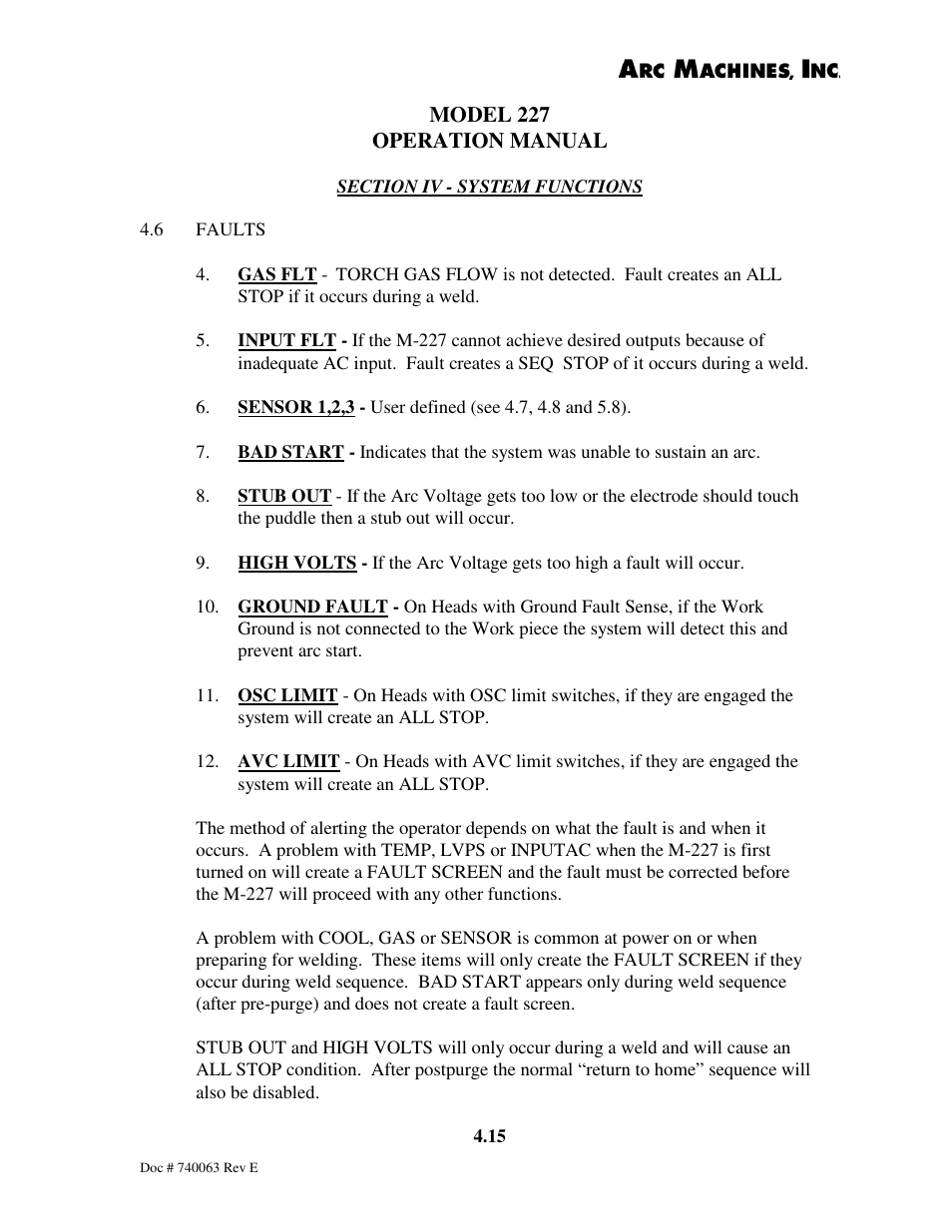 Arc Machines 227 User Manual | Page 41 / 86